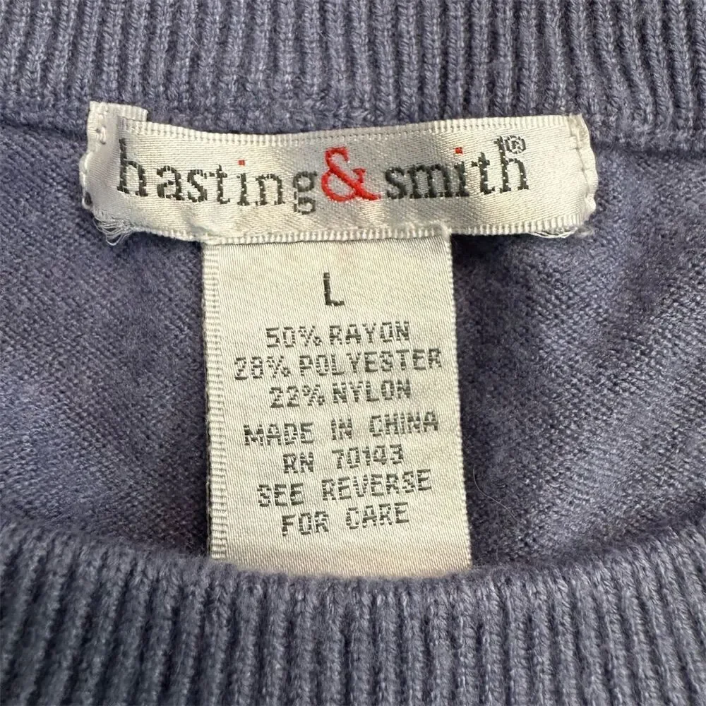 Hasting & Smith Periwinkle Blue Crewneck Sweater Women's Size Large Long Sleeve
